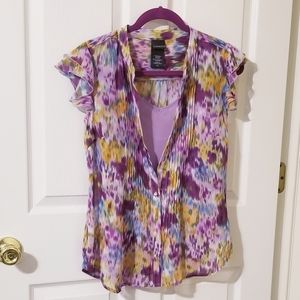 Vibrant Floral Abstract Blouse with Camiso…